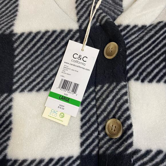 c‎ c California women's L sweater plaid cardigan front pocket cottagecore Farm - Picture 6 of 9